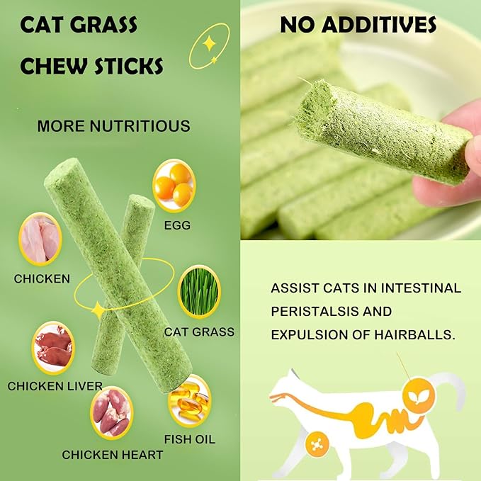 Cat Toys 24Pack Cats Grass Treat Catnip Toy with Silvervine for Indoor Kitten Toys Wood Kitty Chew Rope Grass Sticks for Teeth Cleaning Kitten Snack for Catnip Dental Care Self Play