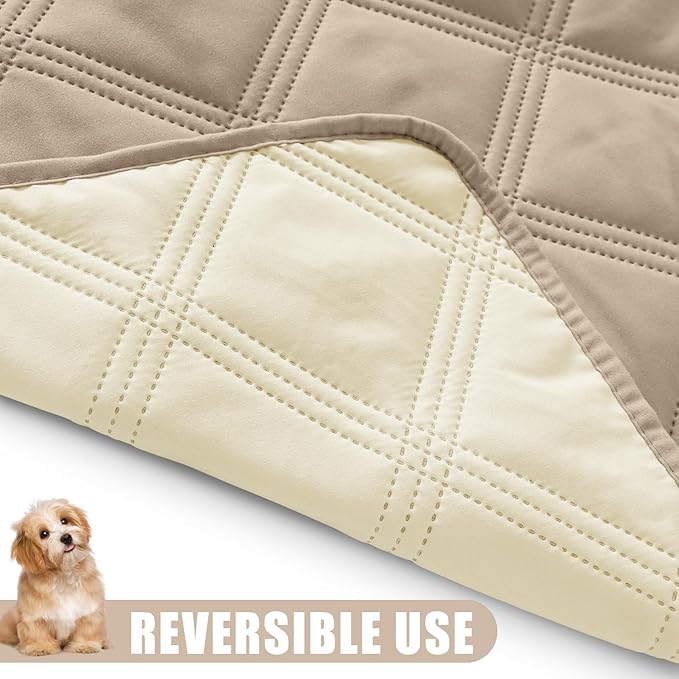 Smiry Waterproof Dog Bed Cover Blanket 30x95, Soft Reversible Pet Blanket, Washable Leakproof Cats Dogs Couch Cover for Sofa, Couch, Furniture, Lattice, Taupe/Beige
