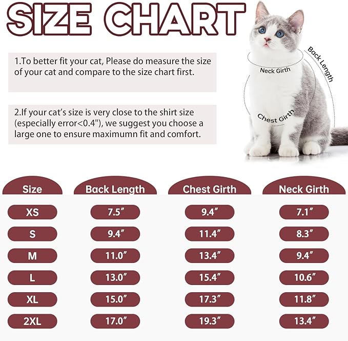 QBLEEV Sticky Hair Cat Clothes, Soft Cat Pajamas for Cats Only, Prevent Lost Fur Kitten Sweater Onesie, Stretchy Recovery Suit for Female Male Cats After Surgery Daily Wear, Burgundy, M