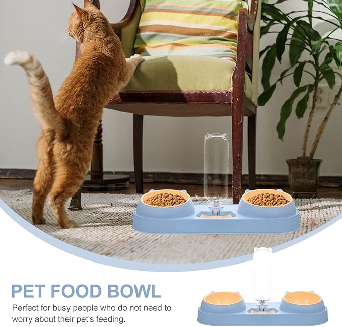 Abaodam Double-Bowl Pet Feeder Dog Food Dispenser Raised Cat Dog Bowl Pet Feeding