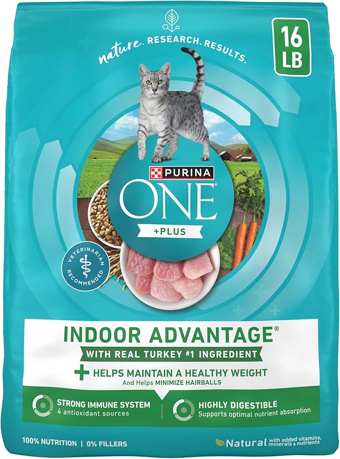 Purina ONE Natural, Low Fat, Weight Control, Indoor Dry Cat Food, +Plus Indoor Advantage - 16 lb. Bag