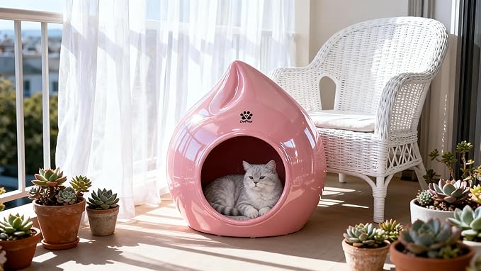 Peach-Shaped & Pet Bed - Pet-Safe Rounded Eco-Resin Design, Space-Saving Home Ornaments(A-Pink)