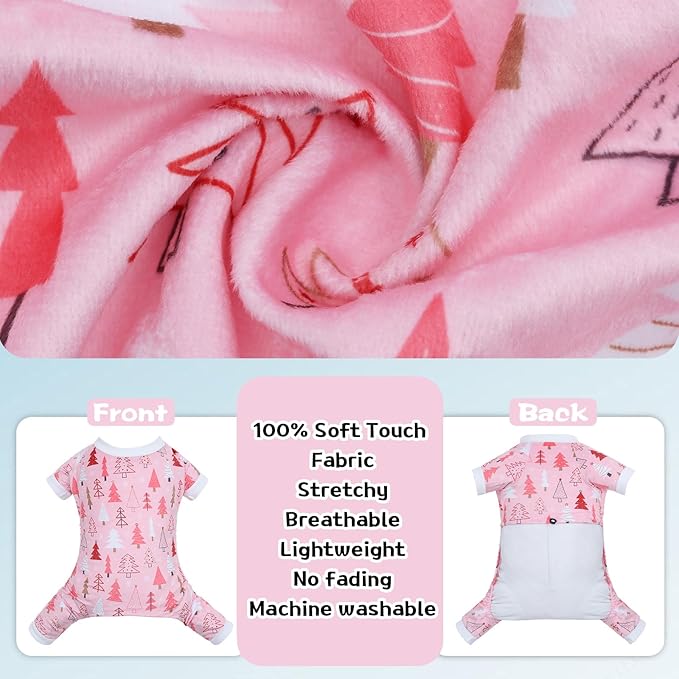 CuteBone Fleece Dog Christmas Pajamas Clothes Puppy Jammies Pet Apparel Cat Onesie for Chihuahua Yorkie Frenchies P312M