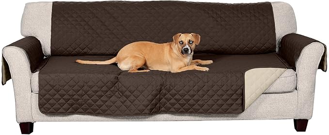Furhaven Water-Resistant & Reversible Large Sofa/Couch Cover Protector for Dogs, Cats, & Children - Two-Tone Pinsonic Quilted Living Room Furniture Cover - Espresso/Clay, Large Sofa