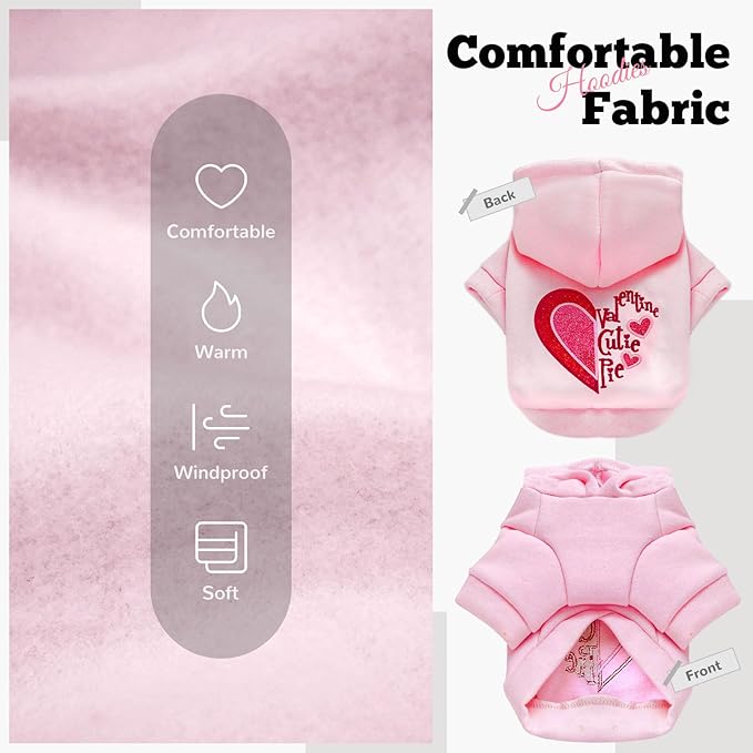 ABRRLO Small Dog Hoodie Clothes Cute Pink Fleece Dog Sweater for Small Dogs Cats Girl Warm Puppy Sweatshirt with Leash D Ring Fall Winter XS Pet Outfits Chihuahua Yorkie Shihtzu Clothing(Cutie Pie,XL)