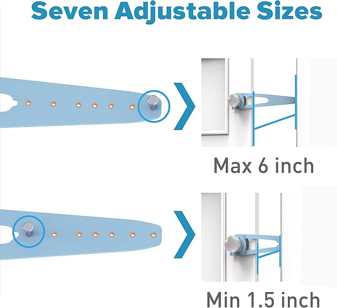Neobay Cat Door Latch with Stabilizer 2 Packs, 7 Sizes Adjustable Door Latch for Cat to Keep Dog Out of Litter Box, No-Drill Alternative of Pet Gates and Interior Pet Door, Plastic
