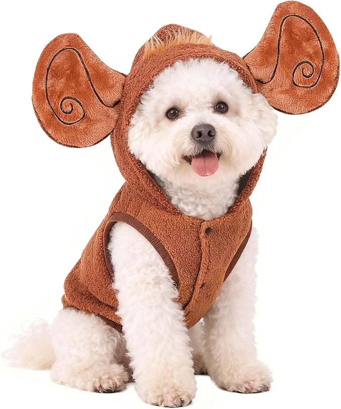 FLAdorepet Halloween Dog Monkey Costume for Small Dogs,Winter Warm Pet Coat Funny Cat Clothes Hoodie for Bulldog Chihuahua Yorkie (X-Large)