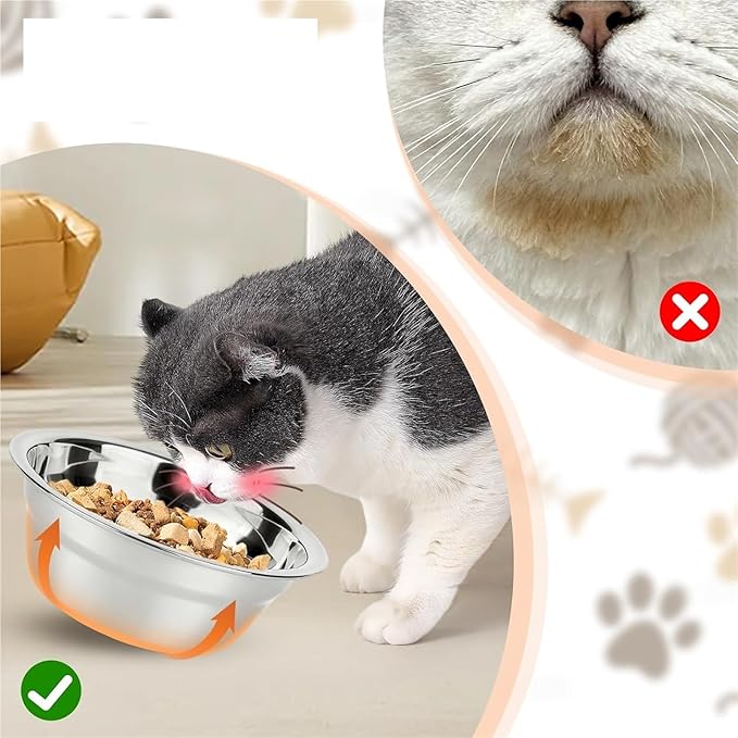 Triple Stainless Steel Pet Bowl with Elevated Wooden Stand, Food Water Feeder for Cats Puppies
