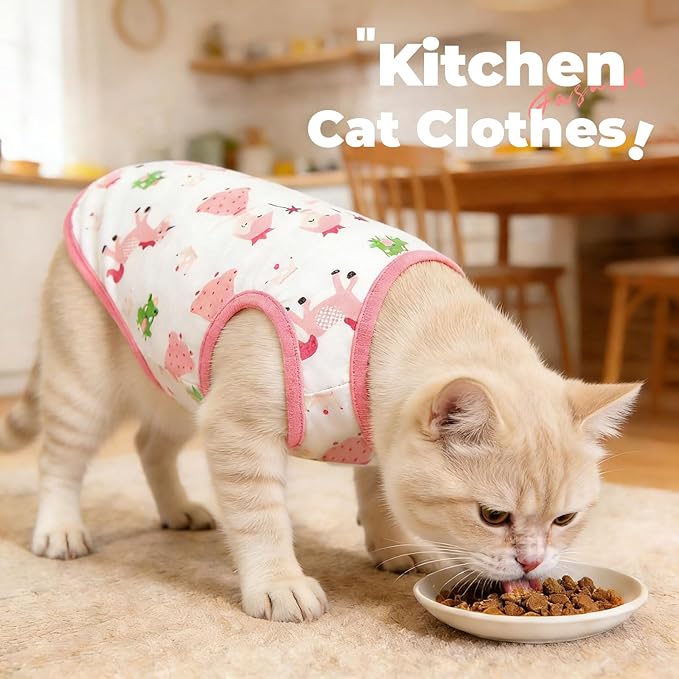 PETCARE Cute Cartoon Cat Shirts for Cats Only Soft Cotton Tshirts Pink Pony Cat Clothes for Cats Only Female Male Small Breeds Pet Pajamas Sleeveless Pet Tank Top Spring Summer Kitten Clothes