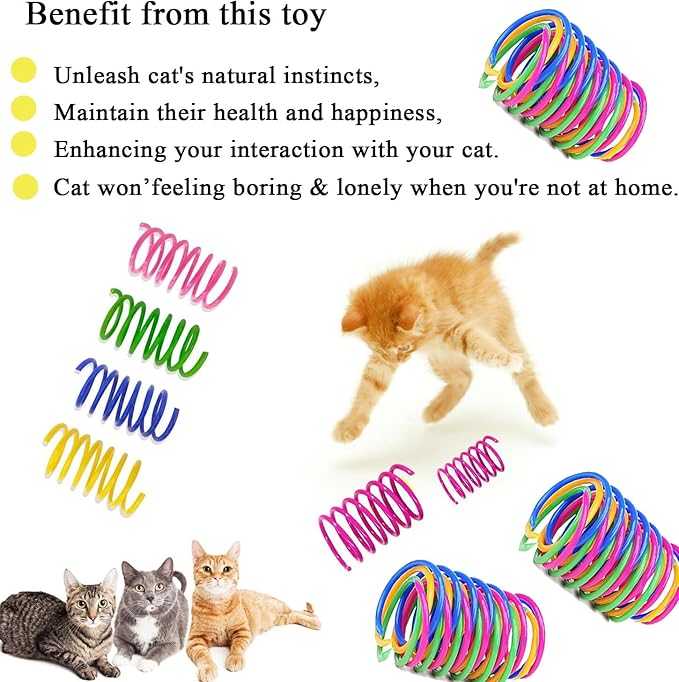 Cat Spring Toys, Bouncy Coil Kitty Cats Spiral Spring Toy for Indoor Cats Heavy Interactive Cat Toys Springy Chew Toys Springs Cat Toy for Biting Entertainment kitten toys (Cat spring toys 16pcs)