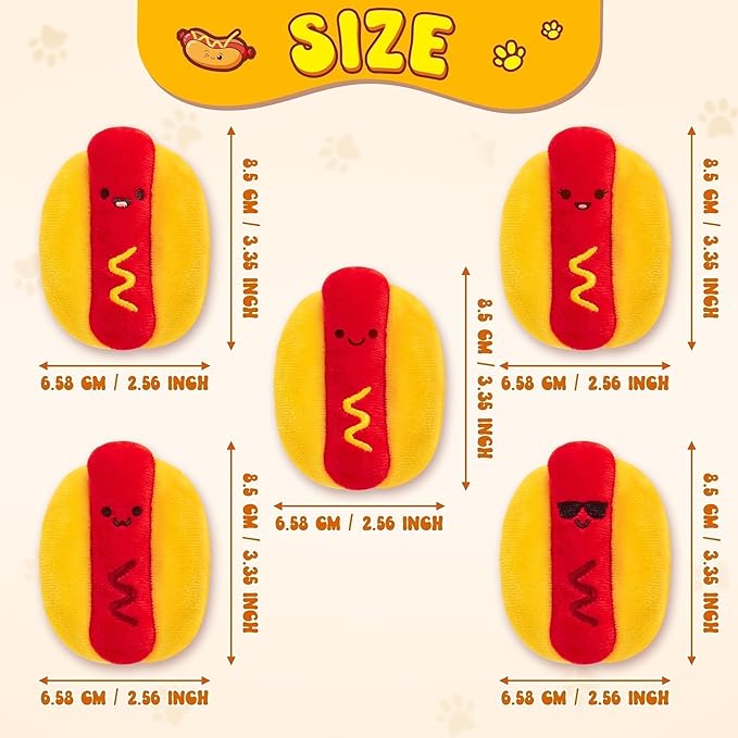 L1rabe Hot Dog Catnip Stuffed Toys for Cats - 5Pcs Pet Days Funny Kitten Toys Indoor Yellow Interactive Pet Supplies, Kitten Chew Bite Tools Cat Lovers Gifts, Organic Eco-Friendly Birthday Present