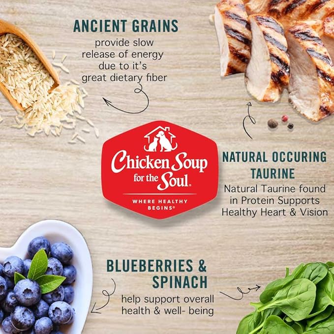Chicken Soup for the Soul All Natural Premium Weight & Mature/Senior Dry Cat Food, Real Meat First Ingredient, No By-Products, Hi Fiber/Low Fat Support Ideal Weight, Chicken & Brown Rice, 4.5lb