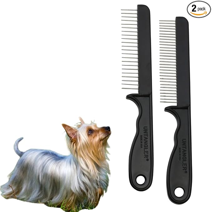2 PC Super Groom Dematting Set with Silky Smooth Rotating Teeth - Dematts and Grooms Long, Silky and Wavy Coats for Dogs and Cats