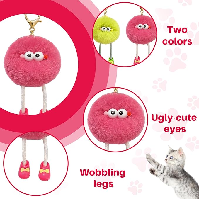 Walfront Cat Interactive Toys - Colorful Plush Ball Pendant, Equipped with Extendable Fishing Rod, Soft & Comfortable, Perfect for Pouncing & Daily Fun, Activity, Fun Playtime for Cats of All Ages!