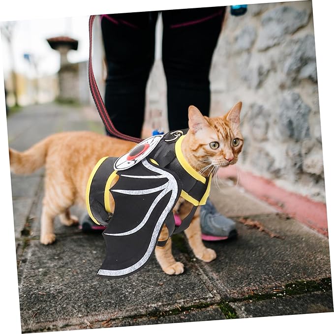 Kisangel 1set Cat and Leash Bat Style Pet Vest Leash Lightweight and Comfortable for Walking and Training Cats