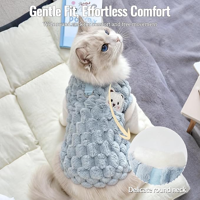 Dog Sweater for Small Dogs Puppy Cats Winter Warm Soft Pet Clothes Pullover Cute Extra Small Dog Apparel, Cat Sweaters for Cats Only Fit Chihuahua Yorkie(Blue, S)
