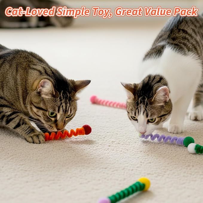 24PCS Spiral Coil Interactive Cat Toys, Cat Spring Toys in Vibrant Colors, for All-Age Kittens, Boredom Relief & Exercise Indoor Play, Swatting, Biting, Hunting Toys