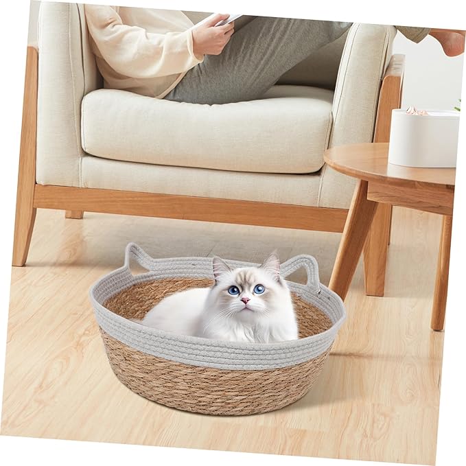 BESTonZON Cat Bed Woven Nest for Indoor and Outdoor Use Breathable Cat Scratcher Bed Cute Design Year Comfort and Decorative Appeal Pet Supplies