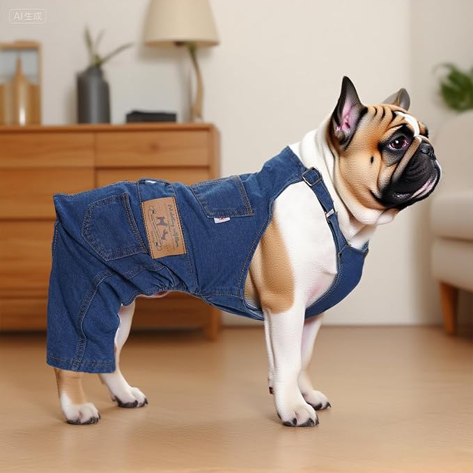 Rbenxia 1 Piece of Dog Denim Shirts Puppy Jean Jacket Sling Jumpsuit Costumes Pet Jean Overalls Dog Pants Outfits for Small Puppy Cat Pets (Blue, Small)