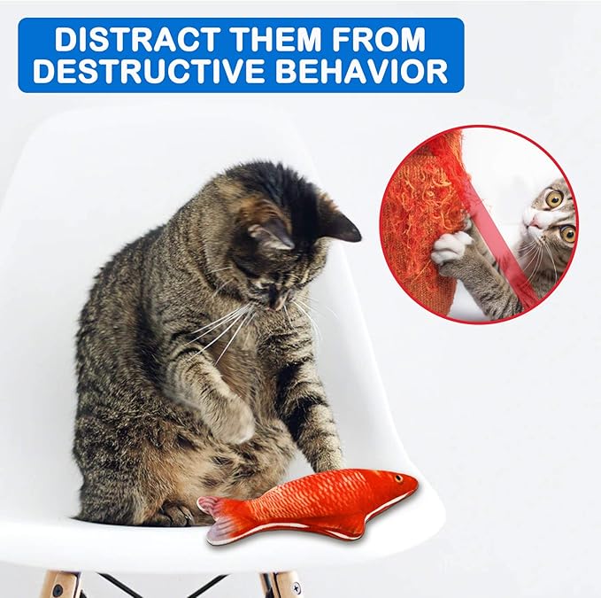 5Pcs Catnip Toy, Plush Fish Cat Toy, Cat Chew Toy, Catnip Filled Cartoon Fish with Bell Inside for Interactive Kitty Chew Toys Cat Teething Cat Exercise