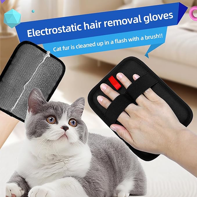 1 Pcs Electrostatic Pet Hair Removal Glove - Reusable Cat & Dog Hair Remover for Furniture, Couch, Carpet, Car Seat, Curtains & Clothing - Pet Hair Remover Tool (1)