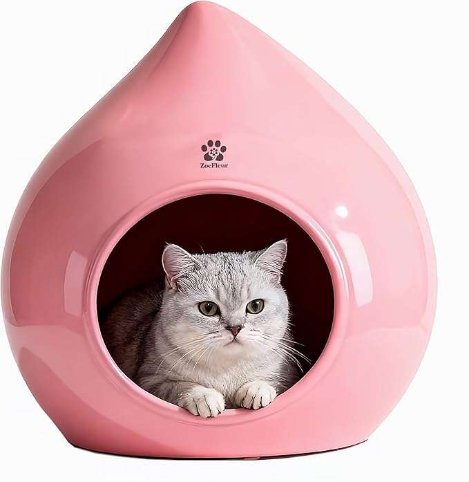Peach-Shaped & Pet Bed - Pet-Safe Rounded Eco-Resin Design, Space-Saving Home Ornaments(A-Pink)
