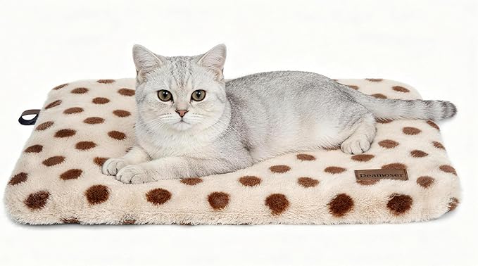 Self Warming Mat for Cats Dogs Self Heating Thermal Pad for Crates Cages Couches Beds 29.5" L x 18.8" W Removable Cover Non-Slip Bottom Indoor Outdoor Brown M