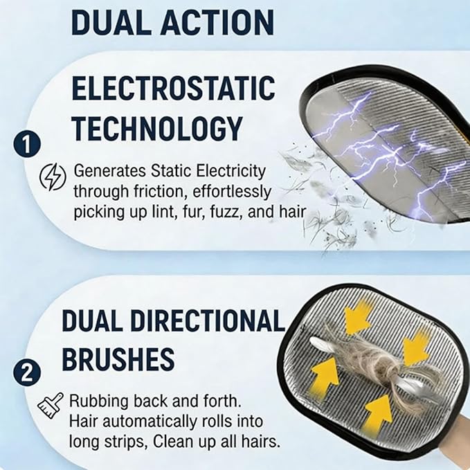 Hair Remover Glove, Electrostatic Pet Hair Remover Glove for Dogs and Cats, Cat Hair Removal Brush, Pet Grooming Supplies for Clothing, Couch, Carpet, Car Seat, Bed, Laundry (5Pc)