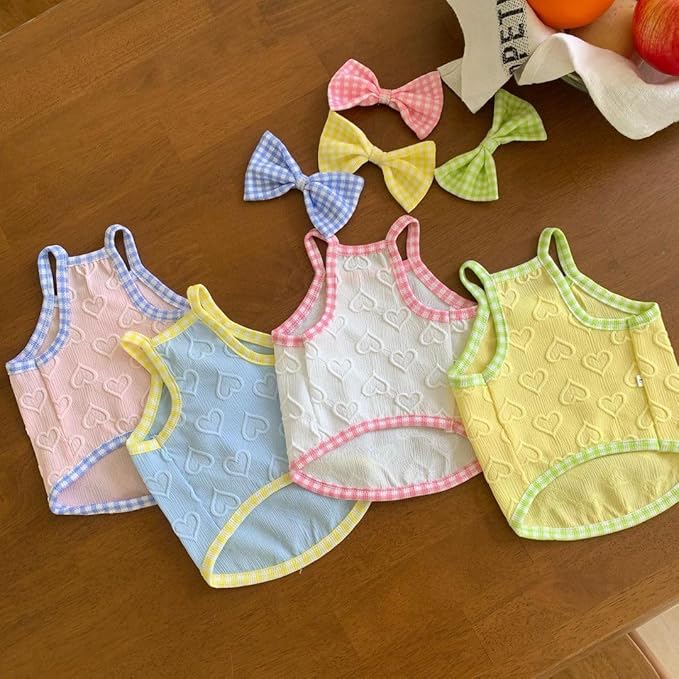Dog Summer Clothes Puppy Heart Vest Shirt Breathable Pet Sleeveless Tank Top for Small Medium Dog Cat (Blue, Large)