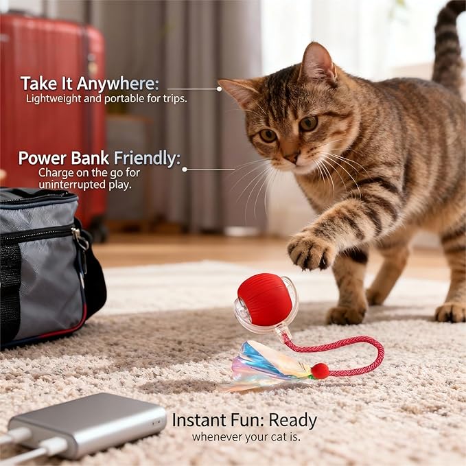 JBD Smart Cat Toy Ball for Indoor Cats, Automatic Interactive Cat Toy - Auto Rolling Kitten Toys for Boredom Relief, Silent Self Moving Electronic Pet Toy Ball for Exercise, USB Rechargeable