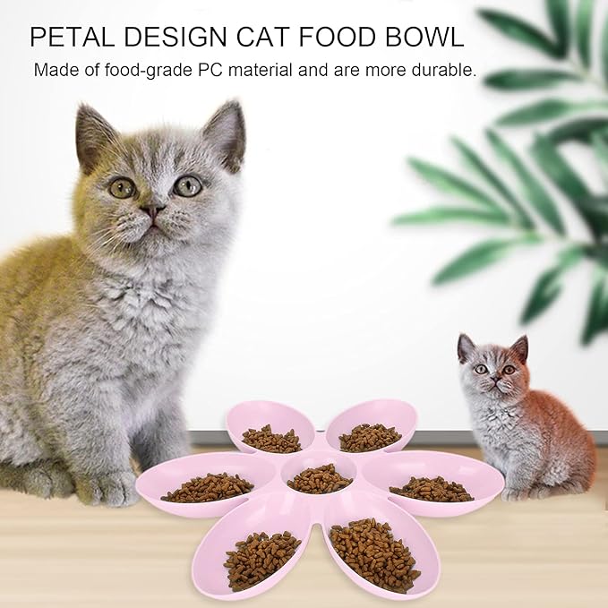 Cat Food Bowl, Plastic Flower Petals Shaped Cat Water Bowls for Feeder, 16.3in Diameter for Cats and Kittens (Pink)