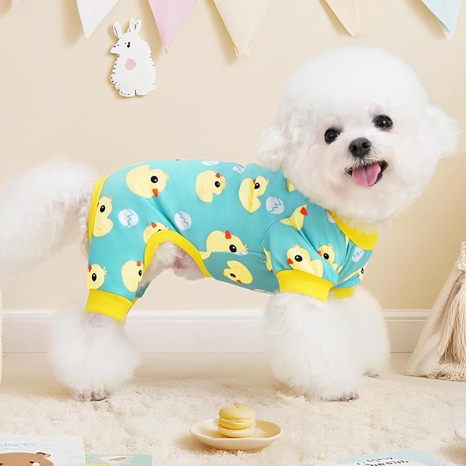 XPUDAC Dog Pajamas Soft Stretchy Duck Dog Clothes for Small Medium Dogs Pet Jumpsuit Cat Apparel-XL