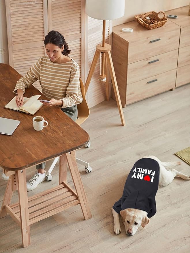 Dog Sweater Dog Hoodie Cold Weather Coat Hooded Sweatshirt for Puppies,Cats, Small Medium Large Dogs (Black(Family), Medium/Large)