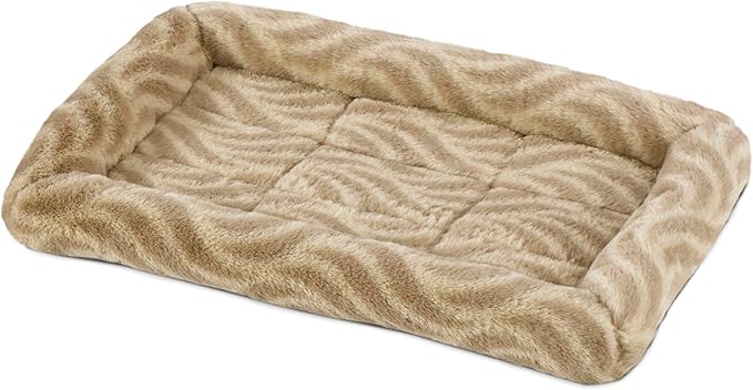 MidWest Homes for Pets QuiteTime Deluxe Wave Bolster Bed for Tiny Dogs; Easily Machine Wash and Dry; Tan; 18"; 40218-WVTN