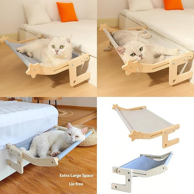 Strong Metal Hook Pet Perch for Openings and Beds Includes Soft Washable Pad for Cozy Napping Indoor Furniture