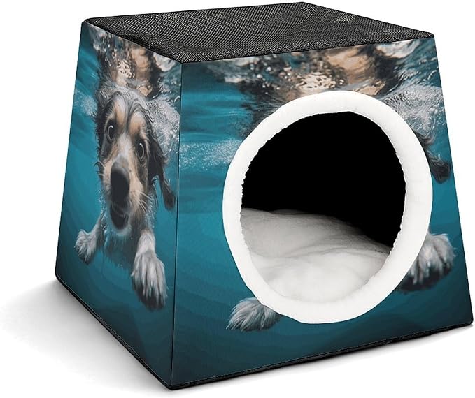 Cat Cave Cat Beds for Indoor Cats Underwater Dog Foldable Cat Hideaway with Washable Cushion and Non-Slip Base