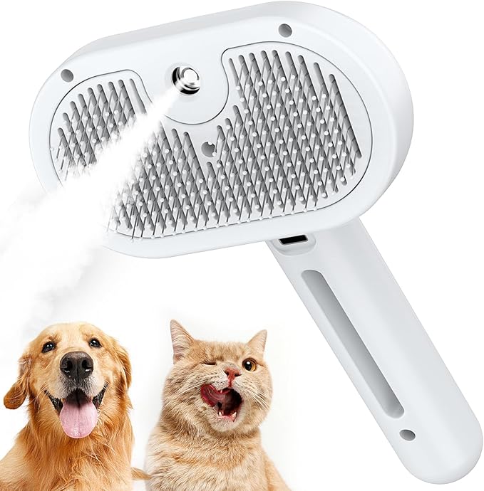 Spray Cat Brush, Self Cleaning Dog Steam Brush, Easy To Clean, Remove Static Flying Hair Steam Grooming for Cats and Dogs