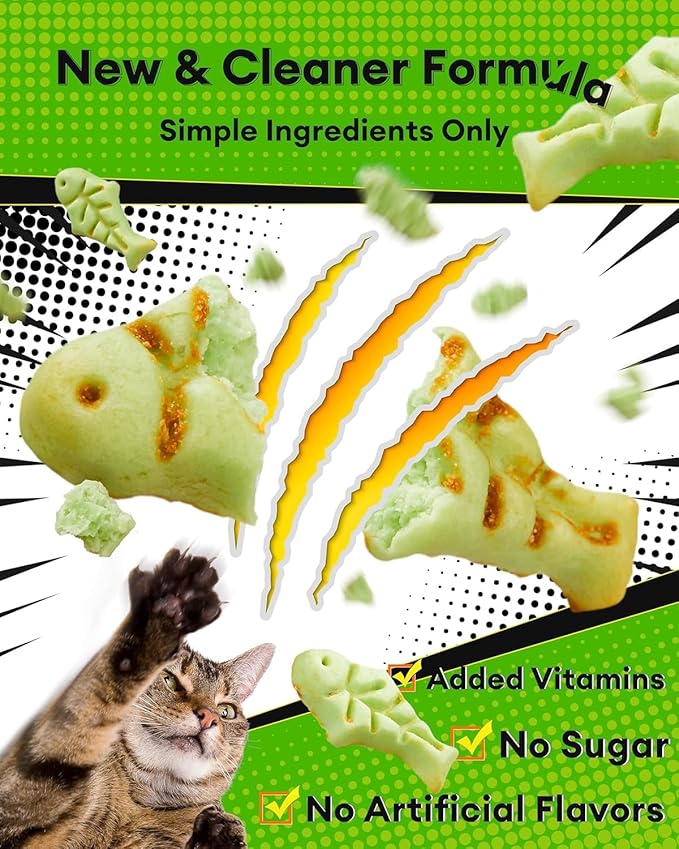 Cat Grass Treats for Hairball Control – Natural Chicken & Catnip Biscuits, Low-Calorie Healthy Snacks for Indoor Cats, Digestive & Dental Care (3.53 oz, Chicken)