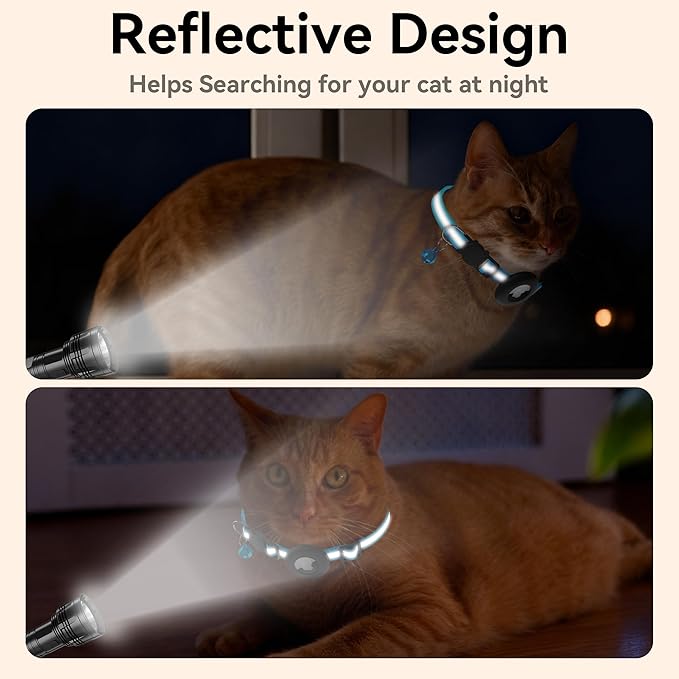 Cat Collar Breakaway, Adjustable Cat Collar with Apple Holder and Bell, Lightweight Kitten Collars for Cats, Kittens (Blue)