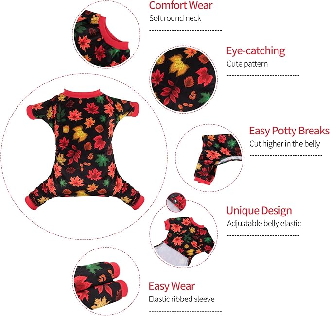 CuteBone Dog Halloween Pajamas Puppy Onesies Small Dogs Soft Pjs Coat Cat Apparel Comfy Pet Christmas Clothes Outfit Doggie Bodysuit P265S
