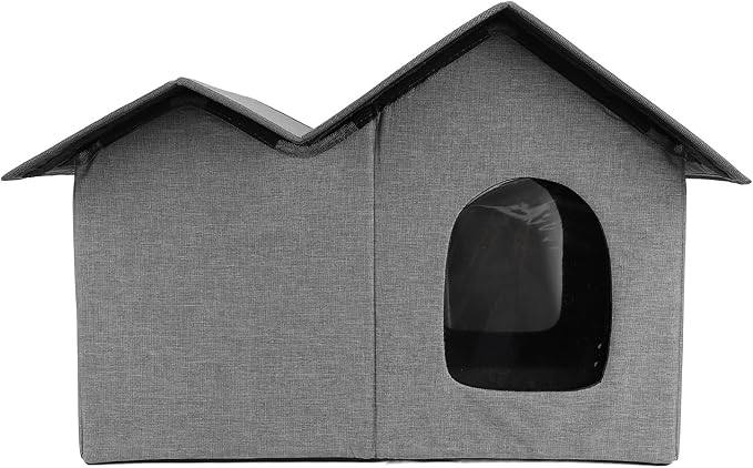 AYNEFY Cat Beds Furniture Outdoor Cat Cave Spacious Peaked Design Enclosed Hideaway with Portable Folding Design for Year Round Comfort Foldable House for Indoor Cats (Dark Grey)