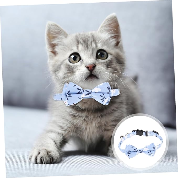 Beaupretty Cat Collar with Bowtie and Bell Cute Cat Collar for Kittens Portable Design for Comfort for Parties and Everyday Use Floral Pattern