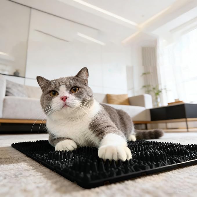 Durable Cat Scratch Pads, Natural Sisal Cat Corner Scratcher for Indoor Cats, Cat Scratching Pad Rug for Small Adult Cats to Save Furniture, Couch, Carpet, Door Frame (Black)