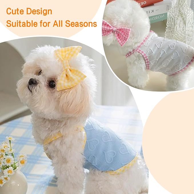 Dog Summer Clothes Puppy Heart Vest Shirt Breathable Pet Sleeveless Tank Top for Small Medium Dog Cat (Blue, Large)