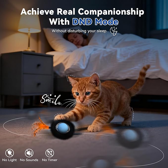 Interactive Cat Toy with Motion Activated Ball & 7-Hole Play Mat, Hide and Seek Exercise Game for Indoor Cats, Automatic Moving Cat Ball in Pouch, Rechargeable Kitten Toys (Starry Night)