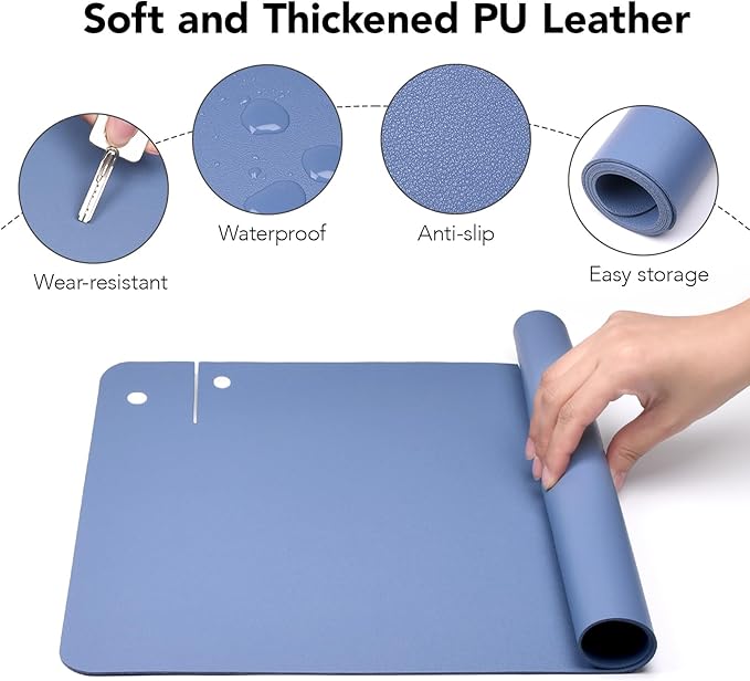 Cat & Dog Pet Feeding Mat,Pet Food Mats for Floor Waterproof,Protects Floors from Spills, Cat Bowl Mats for Food and Water,Gray Blue