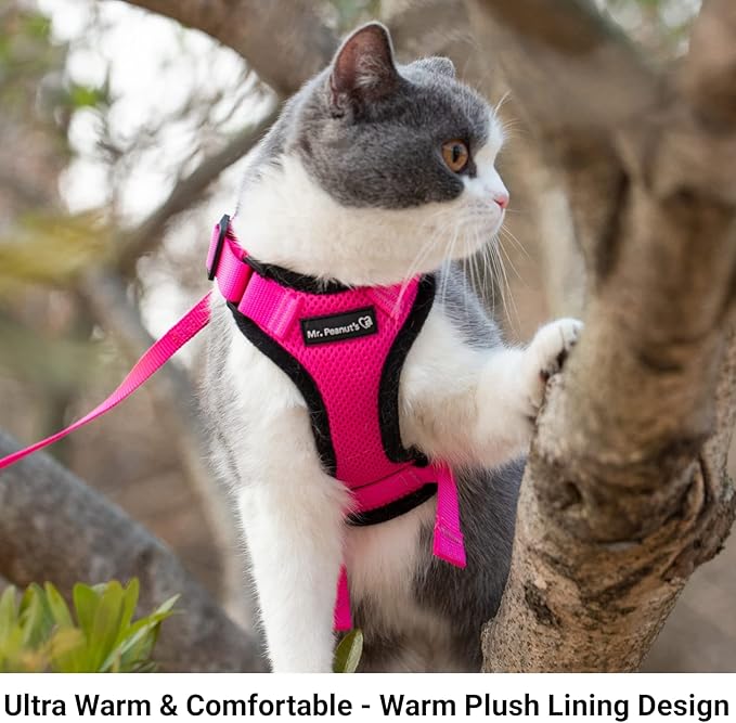 Mr. Peanut's PurrTrek Reflective Cat Harness with Matching Leash (Small, Pink)