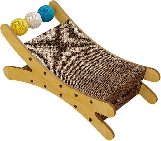 Cat Couch Scratcher Scratching Pad Modern Pet Furniture Cardboard Scratching Nest Cat Bed for Resting Playing Sleeping- Wood Color