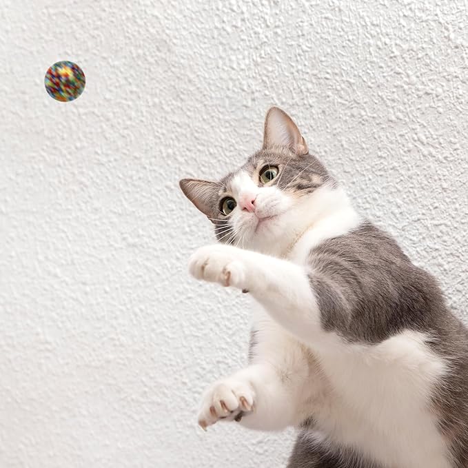 8 Pcs Woolen Yarn Cat Ball Toys Assorted Color Soft Fuzzy Pom Pom Balls Interactive Cat Chasing Toys for Indoor Cats Kittens