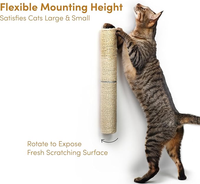 xympo 18" Compact Wall Mounted Cat Scratcher, Sisal Scratching Post